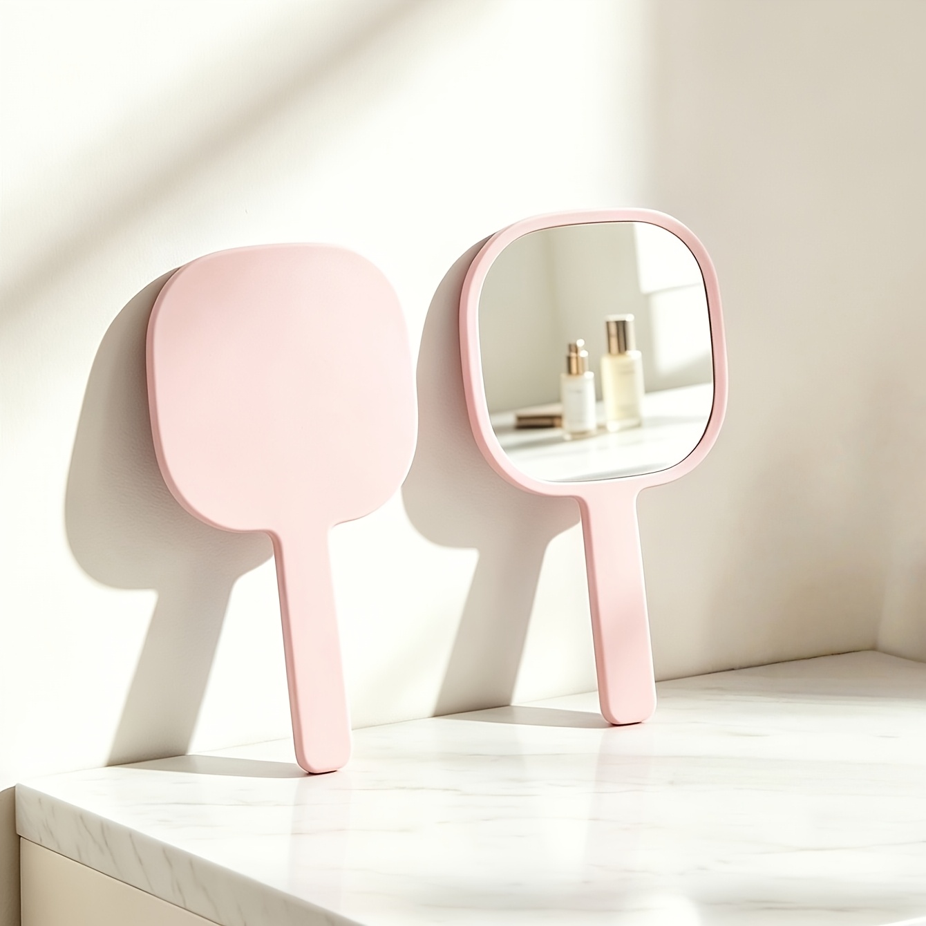TEMU Specchio portatile da 6.1 X 3.3 pollici, specchio unico da impugnare con , specchio HD da bagno non deformato, , elegante, stile, regalo per