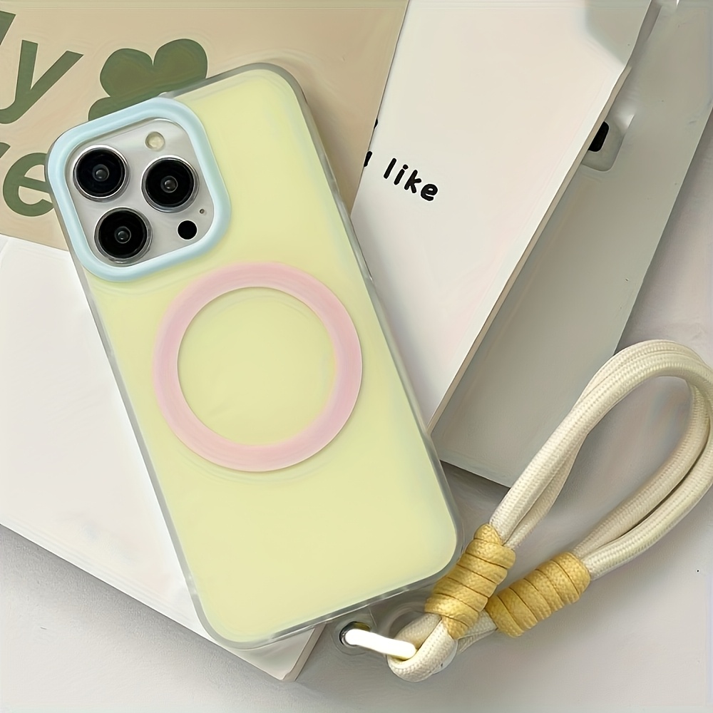 TEMU para teléfono: No magnética, elegante, de capa con estampado circular grande de color sólido en la , con una cubierta trasera de dos , con