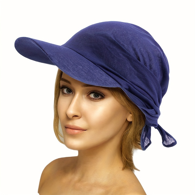 

Cotton Tied Back Peaked Hat, Solid Color Sun Protection Cap For Outdoors, Adjustable Stylish Sunshade Cap Gifts For Eid