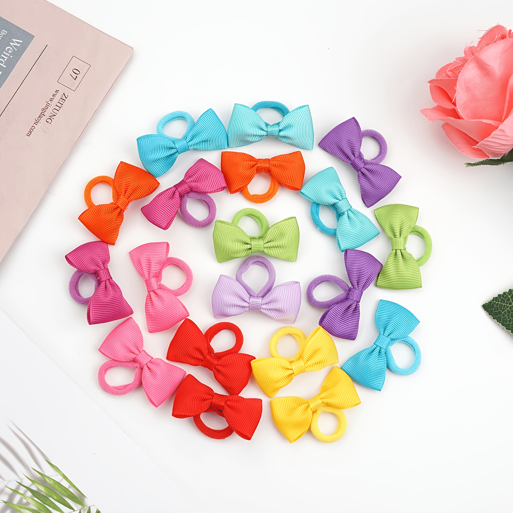 48pcs Multicolor Mini Bow Hair Ties Set
