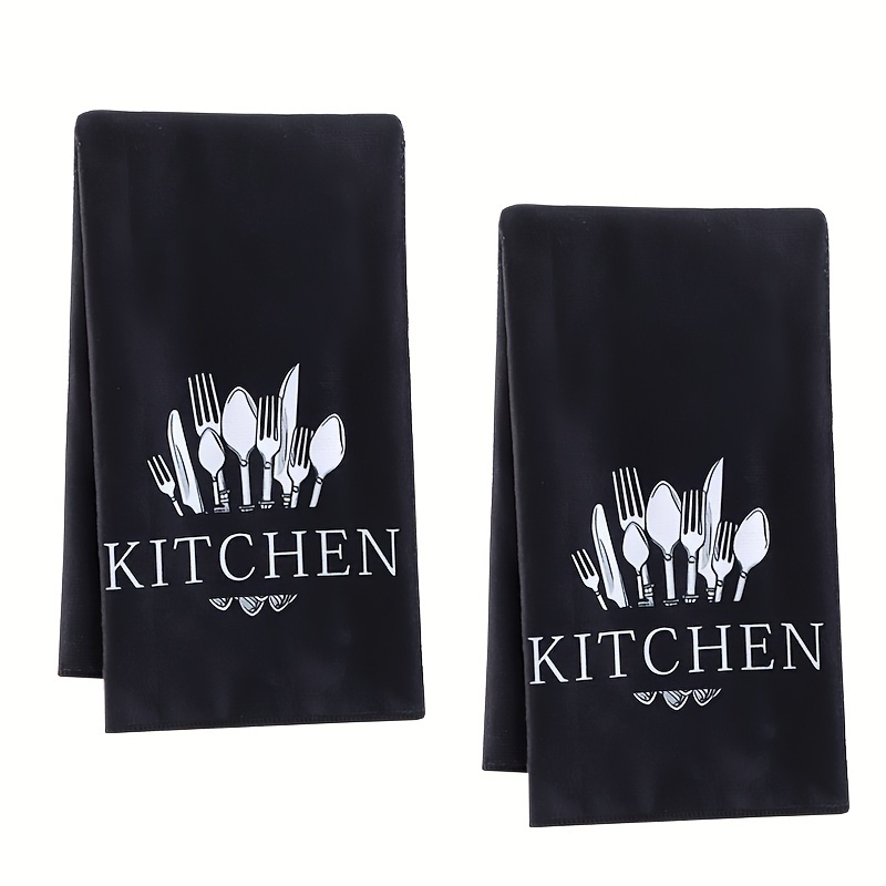 

2pcs Dishcloths, Spoon Fork Kitchen Towel, Holiday Decoration Hand Towel, Soft Absorbent Drying Cloth, For Kitchen Decor, Dining Table Decor, Kitchen Supplies, Home Decor