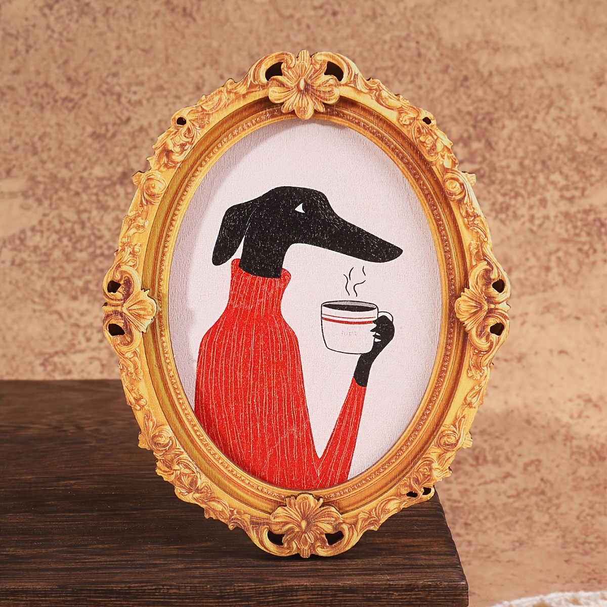 E-shop 1 Stück Kühlschrankmagnet mit Hundemotiv, Vintage-Stil Ovalform, Bilderrahmen-Design, Lustiges Wohnaccessoire ein wunderbares Geschenk für die