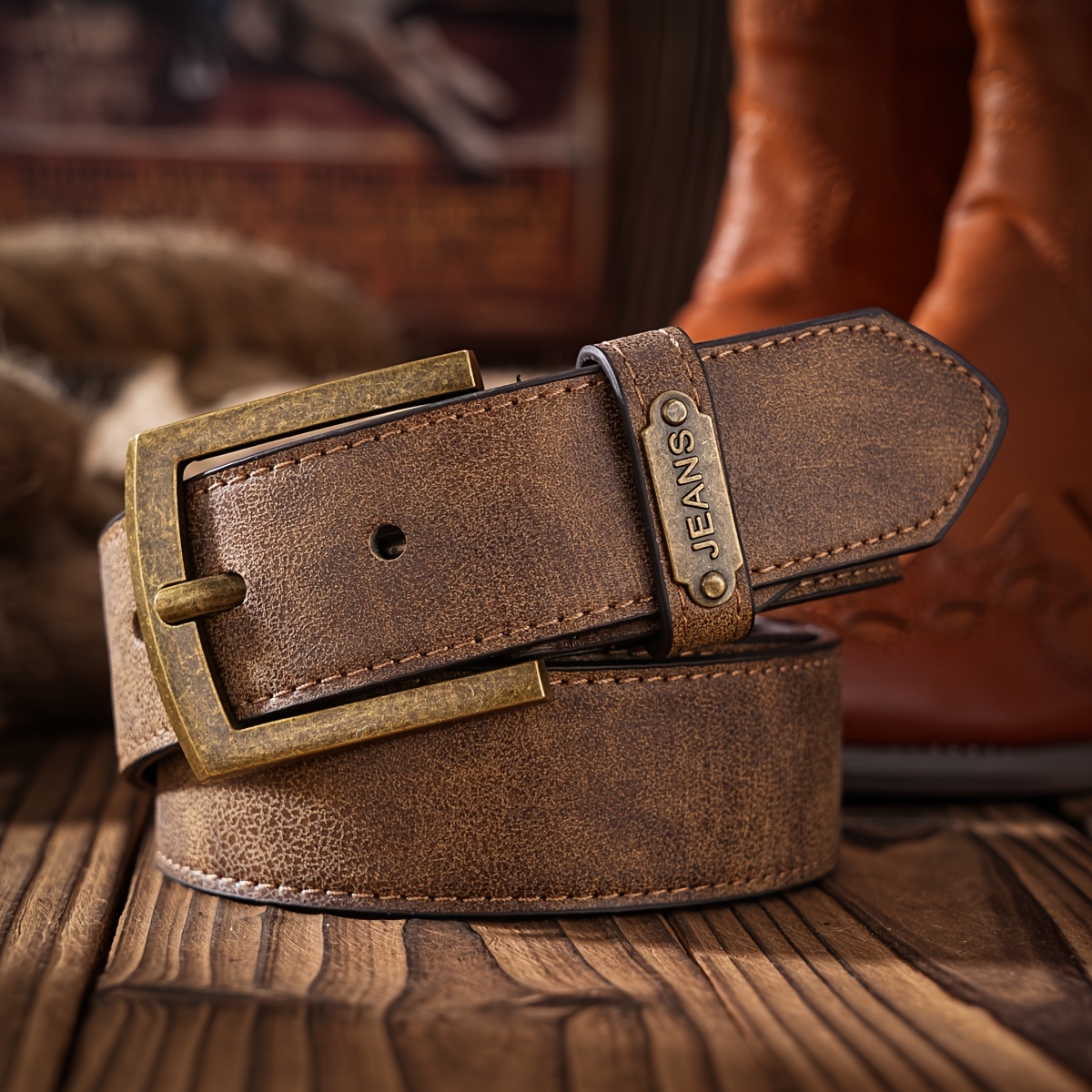 E-shop Einfacher, lässiger Business-Stil Vintage-Gürtel mit Stiftverschluss aus braunem PU-Leder, Unisex für Männer Frauen, geeignet für den täglichen