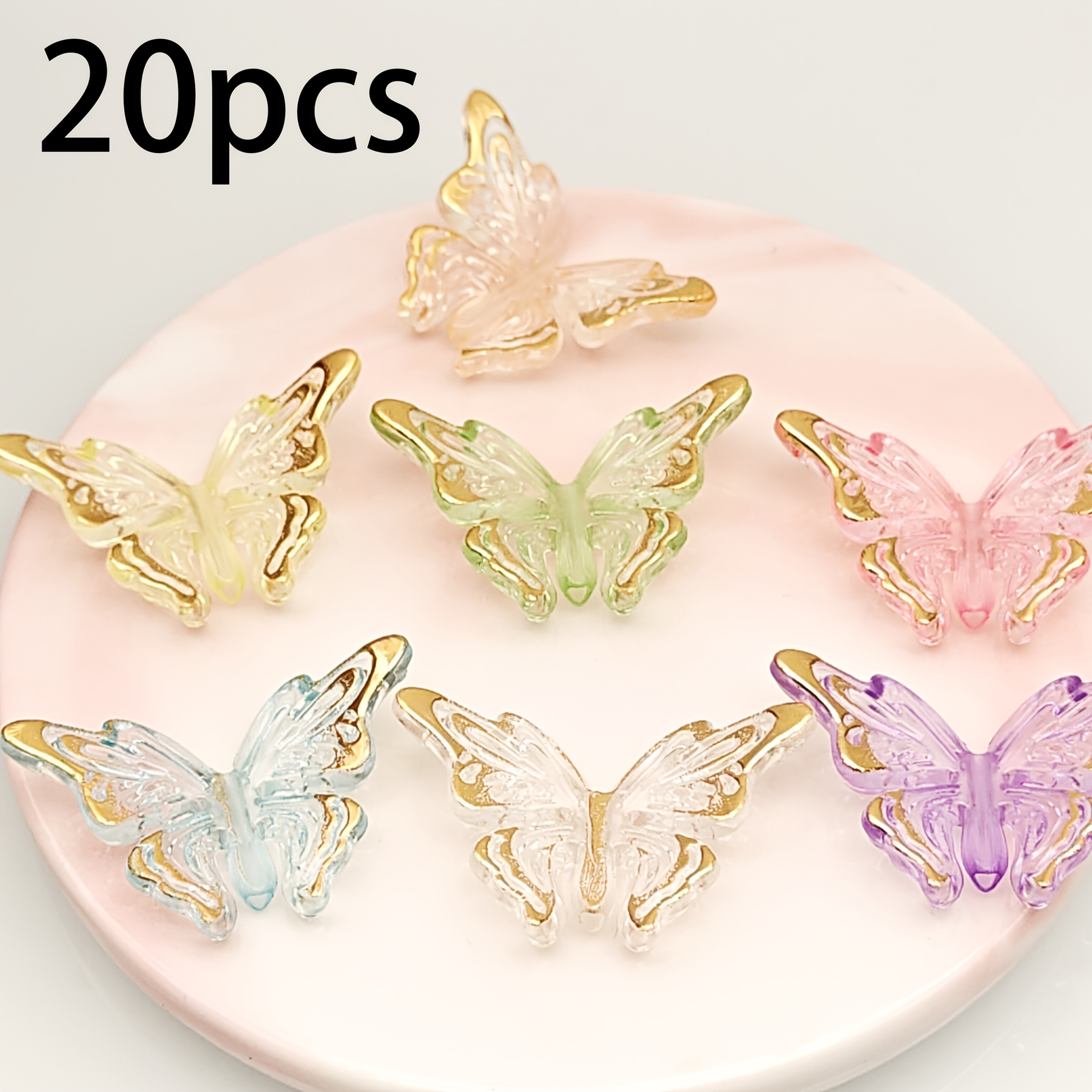 TEMU 20 piezas de cuentas de coloridas de 32×31 mm con agujeros, materiales de abalorios para bricolaje para decoración de prendas, suministros de