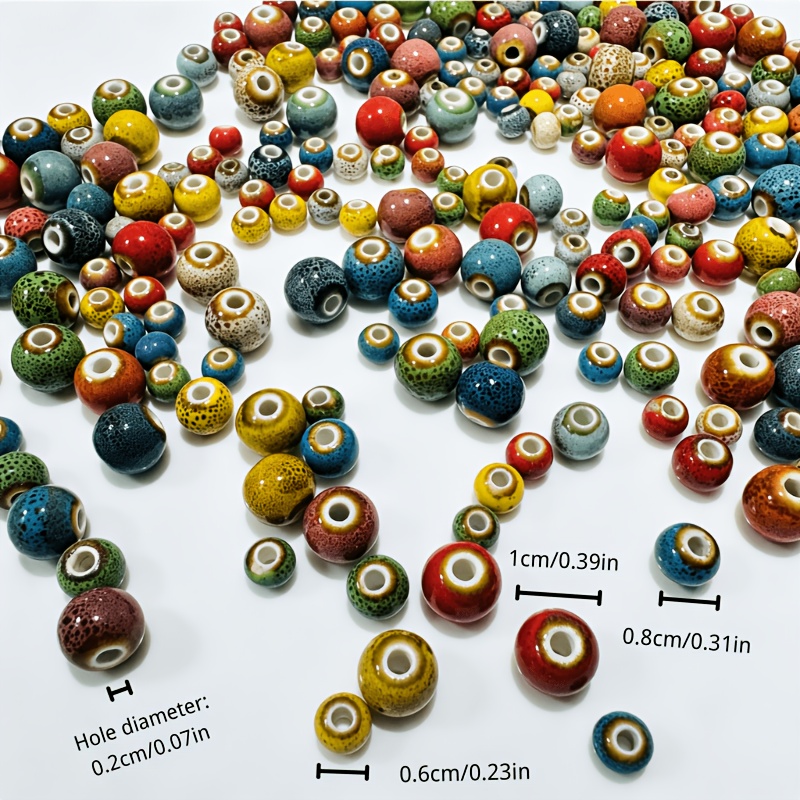 Mixed Size Colorful Glazed Round Ceramic Beads for Jewelry Making