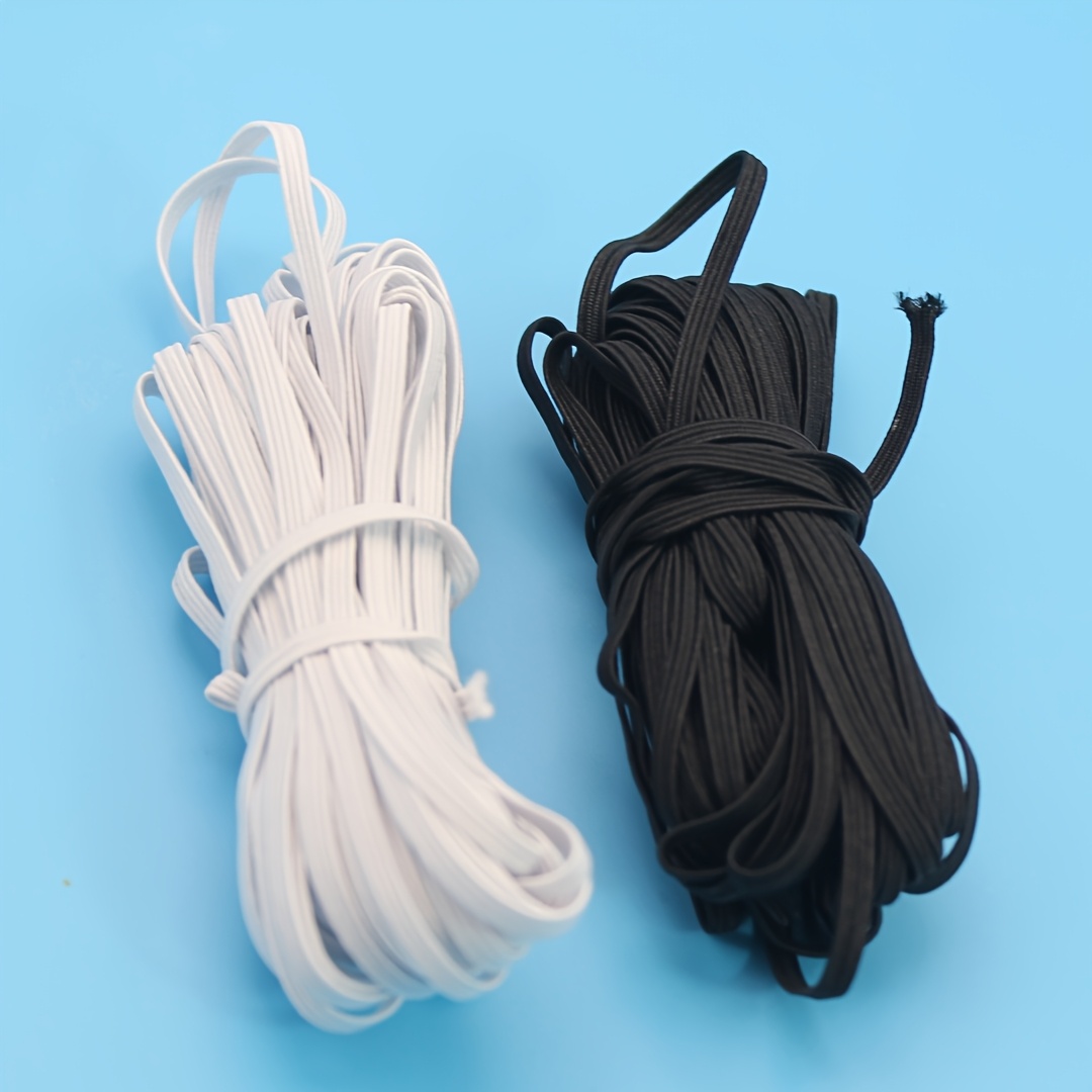 TEMU 20-yard Black And White Horse Elastic Ribbon, Flat Sleeve Cuff Garment Accessory, Handmade Diy High-stretch Elastic Band
