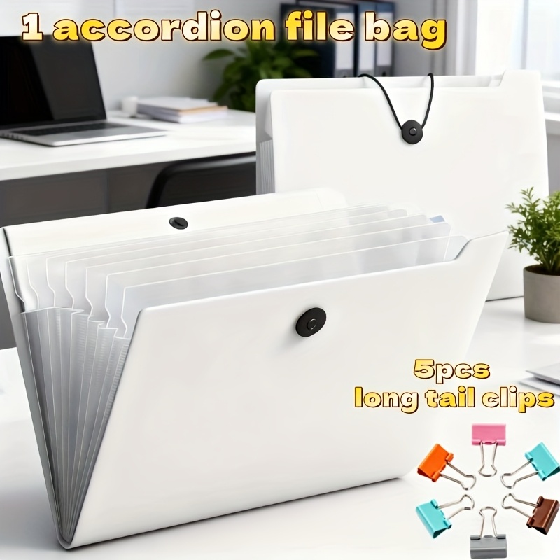 TEMU 4pcs Random Color/1pc Light Blue A4 Folder With Handle - Waterproof, Expandable File Organizer For Students, Business, And Travel
