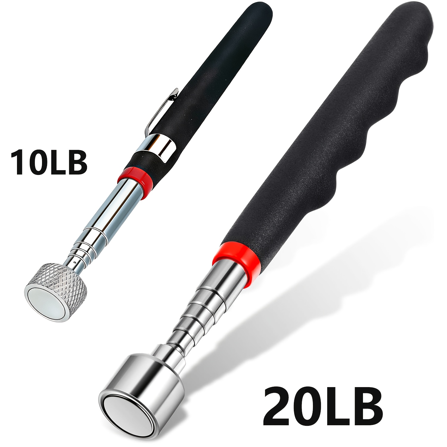 TEMU 2pcs Magnetic Telescoping Tool With Pocket Clip 20 Lb/10 Lb Extendable Magnetic Grabber Reacher Tools 7 To 30 Inch Extendable Stick Gadget For