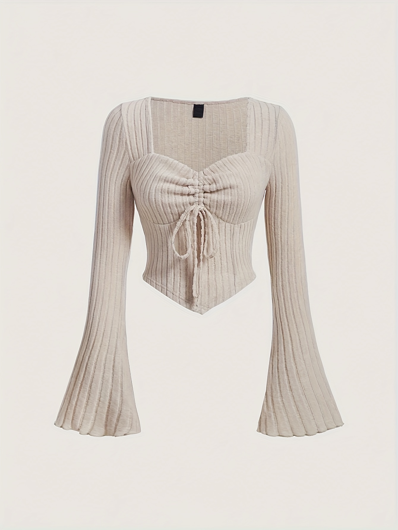 women's y2 ruched drawstring front bell sleeve - Temu