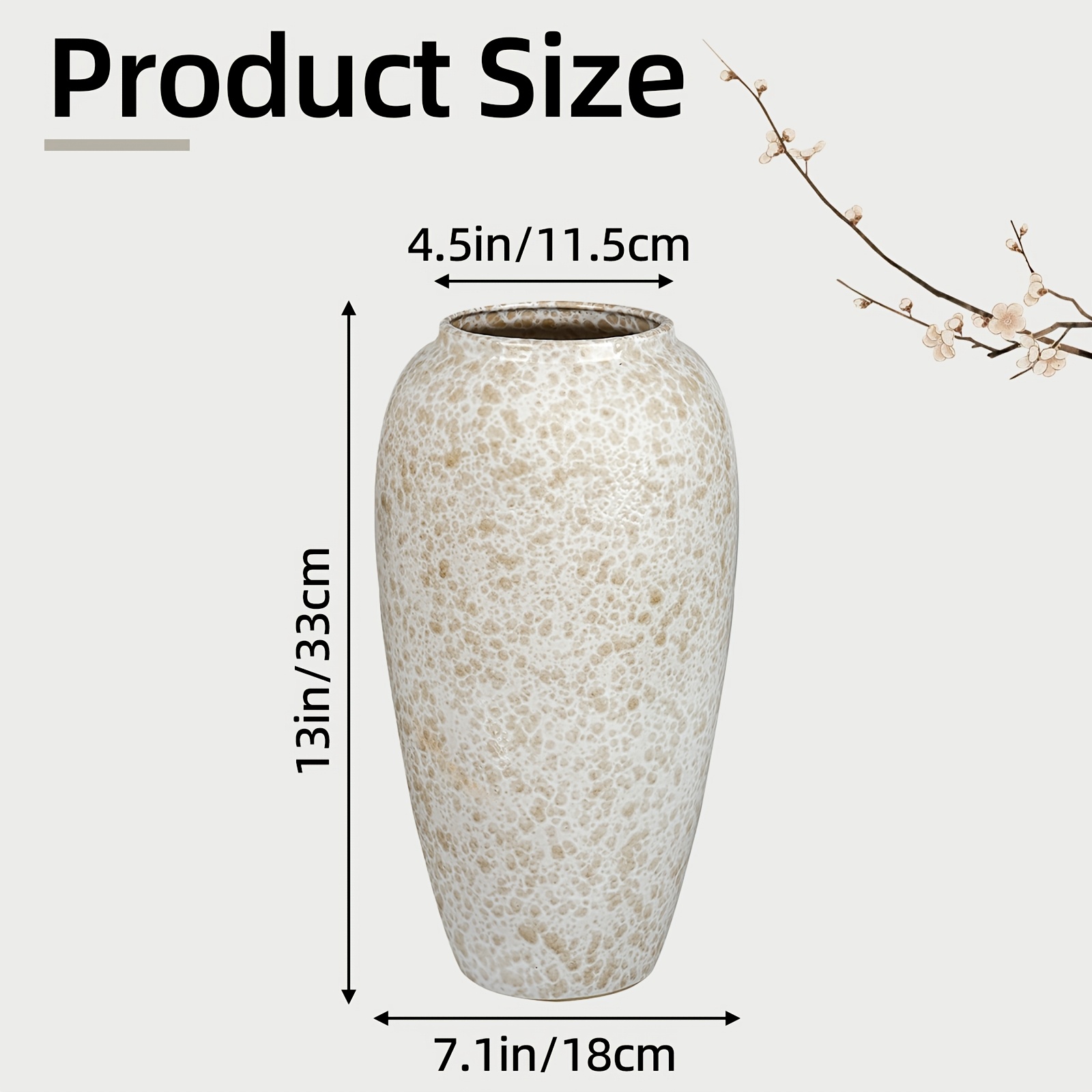TEMU Tomnk Ceramic Vase, 8/13in Tall Flower Pots, Vintage Rustic Home Decor For Indoor/outdoor Use, Perfect For Living Room, Bedroom, Office & Dining