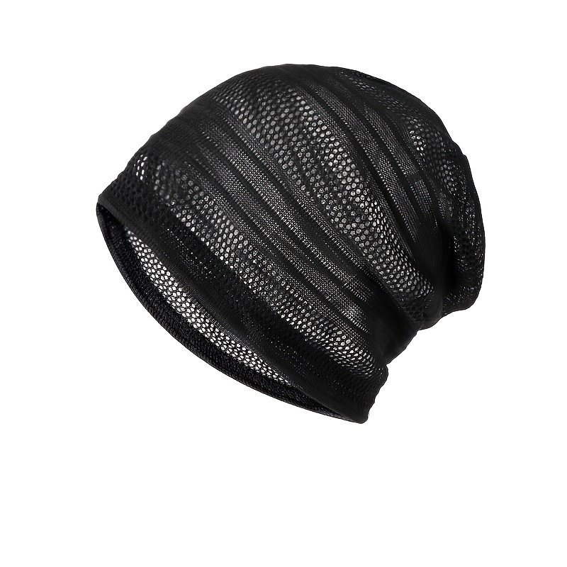 TEMU Hollow Pinstripe Mesh Hollow Puffy Bag Hat Women's Sports Outdoor Breathable Brimless Hat Easy Relaxed Trendy
