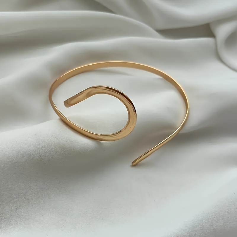 Lightweight Adjustable Open Cuff with Curved Lines, Daily Wear