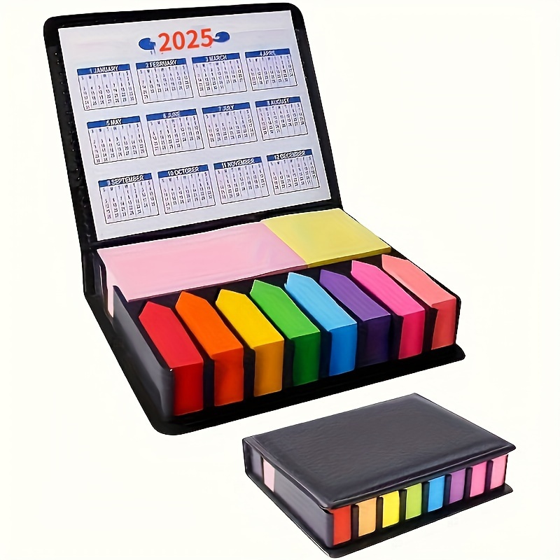 

2025 Vibrant Notes Set With Faux Leather Case - Double-sided Calendar Included, Office, School &