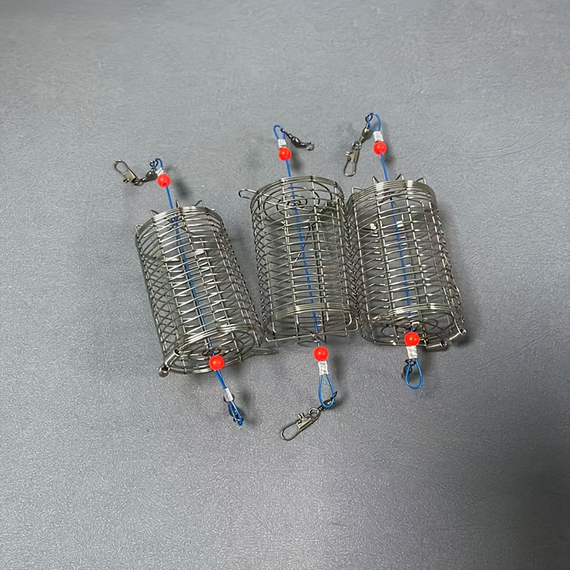 TEMU 3 pièces Cage à Appâts en Acier Inoxydable, Panier Rond de 8 cm (3,14 po) pour Pêche Précise, Kit de Distribution Résistant à la Corrosion