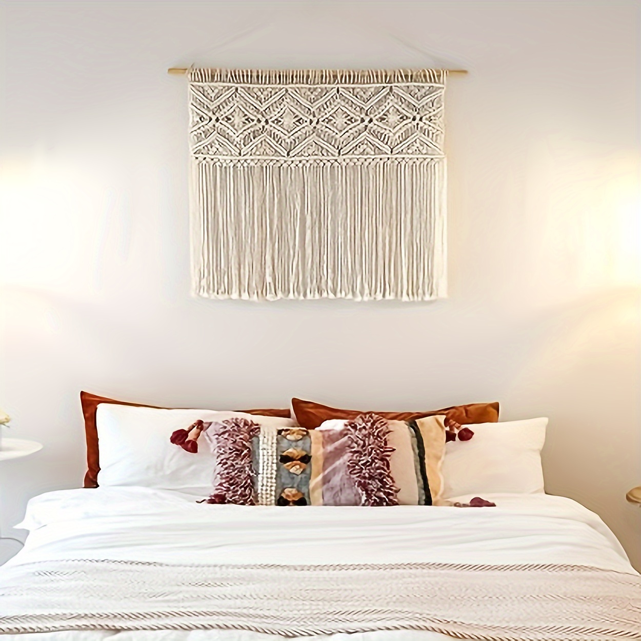 Woven wall best sale hanging above bed