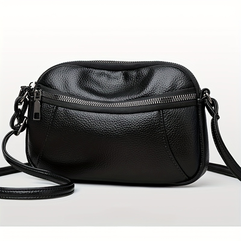 Image of [minimalist Fashion] 2024 Versatile Crossbody Bag, Women's Small Phone Pouch Shoulder Bag. Women's Small Shoulder Bag Wallet Crossbody Top Zip Black Option