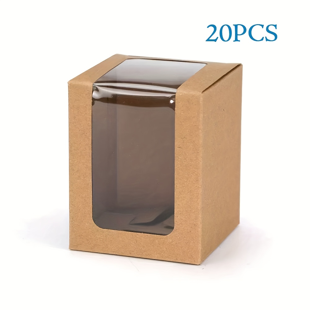 E-shop 20er-Pack Geschenkboxen aus Kraftpapier mit transparentem Sichtfenster - Ideal für Hochzeiten, Geburtstage, Abschlüsse, Halloween- und