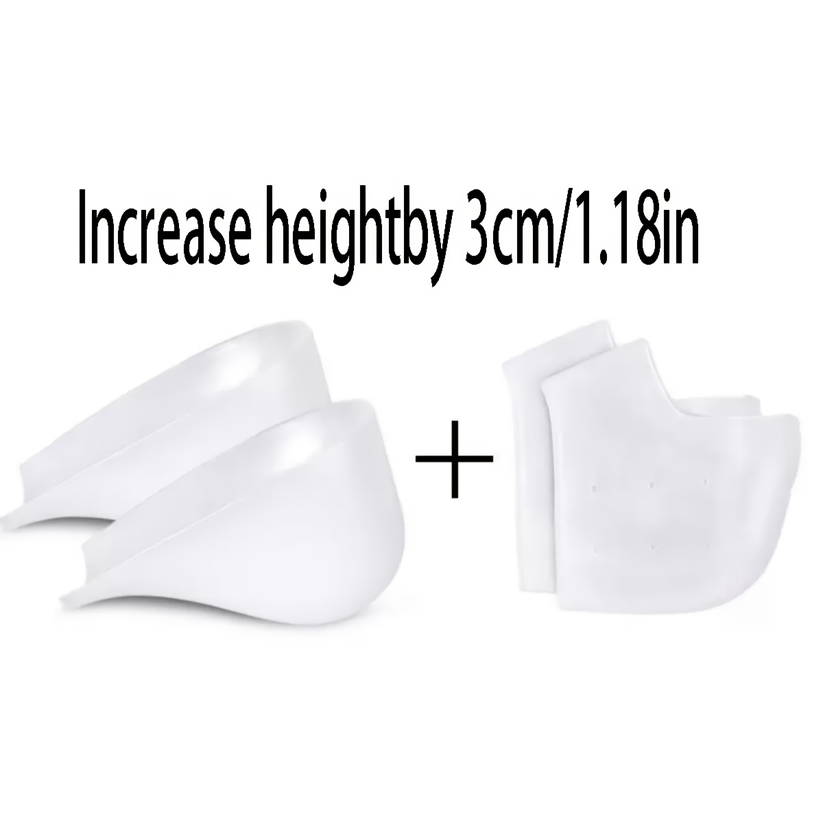 TEMU 4pcs/1 Pair Of Invisible Heel Inserts For Height Increase, Comfortable For The Feet, Soft And Elastic, Wear-resistant, Non-constricting, And