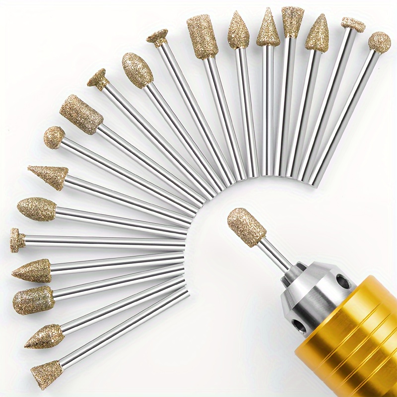 

20pcs Grinding Burr Bit Set - Rotary Tool Accessories Stone Carving Set With 1/8 Inch Shank For Stone Ceramic Glass Carving, Grinding, Polishing, Engraving, Sanding, Jewelry, Rock