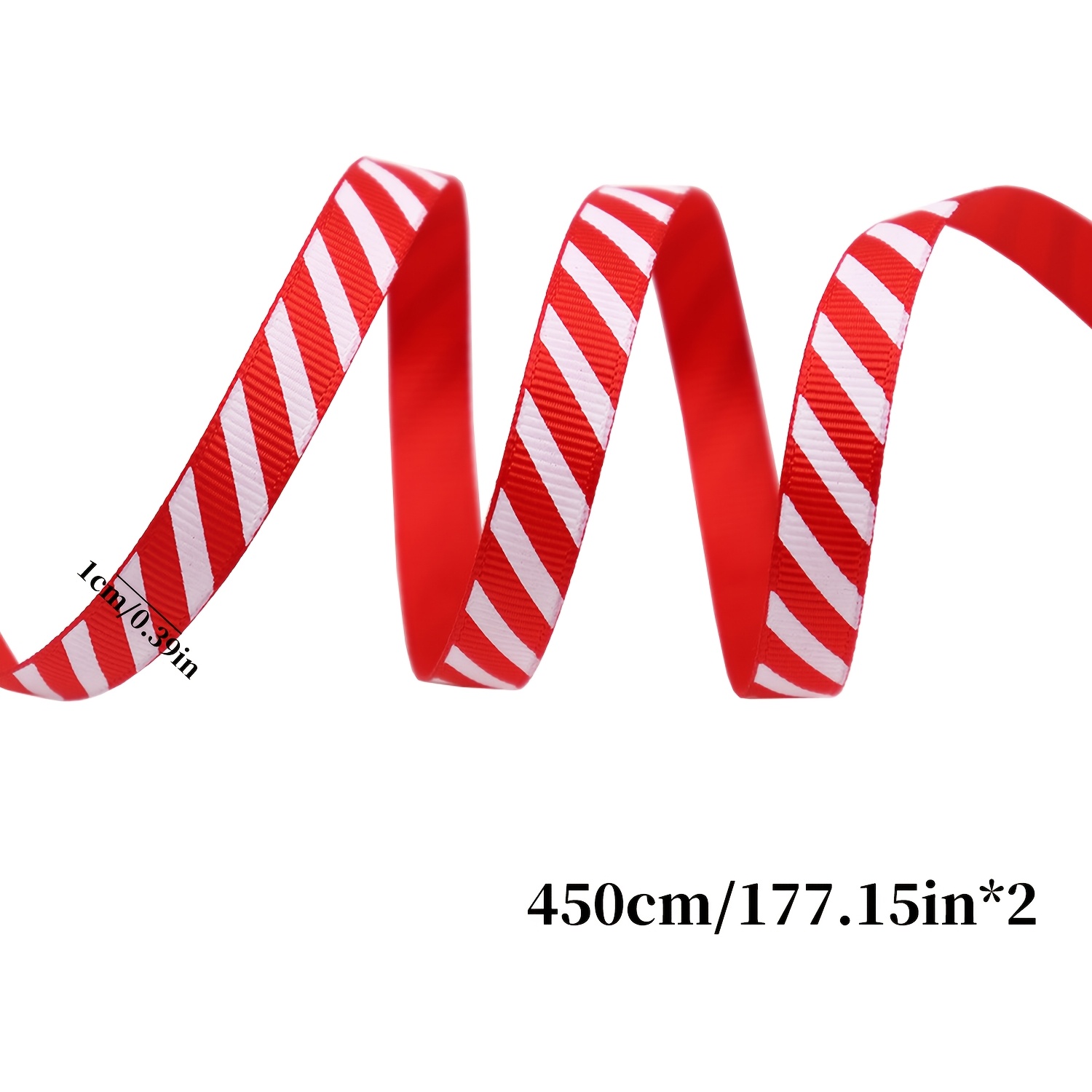 TEMU 1 Rouleau de 4,5 mètres de Sangle à Rayures Diagonales Rouges et Blanches, Ruban de Décoration d'Artisanat d'Emballage de Noël, Nœud de