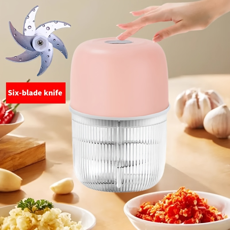 electric garlic chopper usb rechargeable electric food chopper mini   chopper garlic grinder onion chopper vegetable blender suitable for garlic ginger   meats etc father gift Product details 4