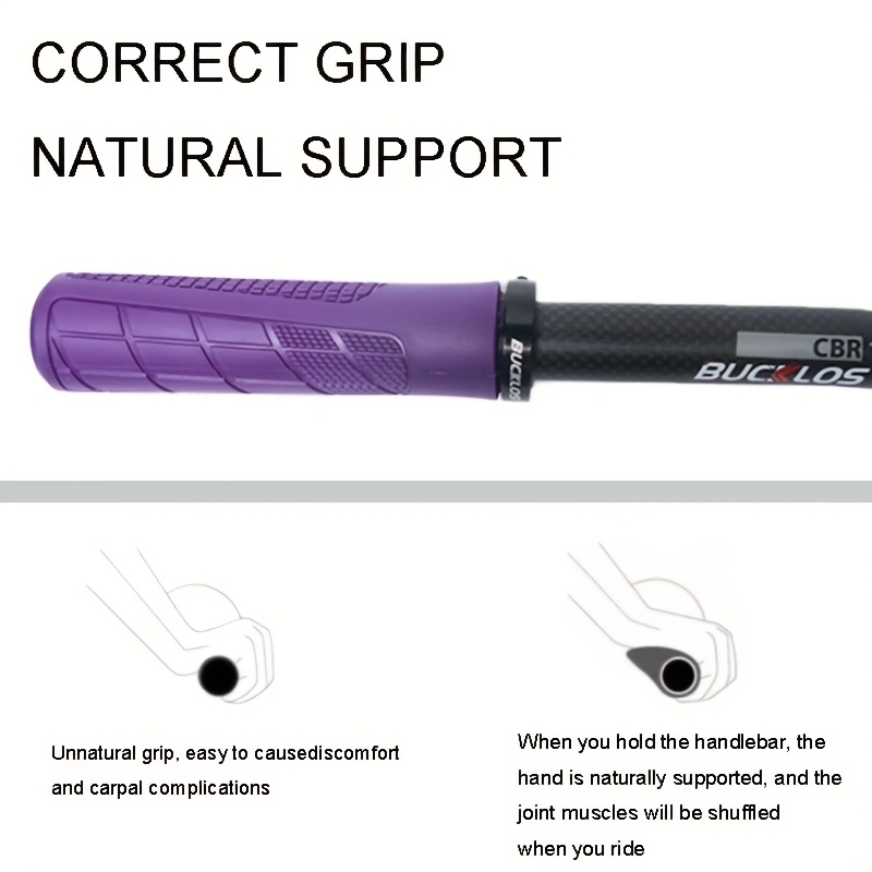 BUCKLOS Non-Slip Lockable Bike Grips - Soft Rubber, Waterproof Handlebar Covers with Textured Grip for Mountain Bikes, Black, Red, Orange, Purple, Green, Blue, Bicycle Accessories|Textured Grip Handlebars|Waterproof Rubber Grips