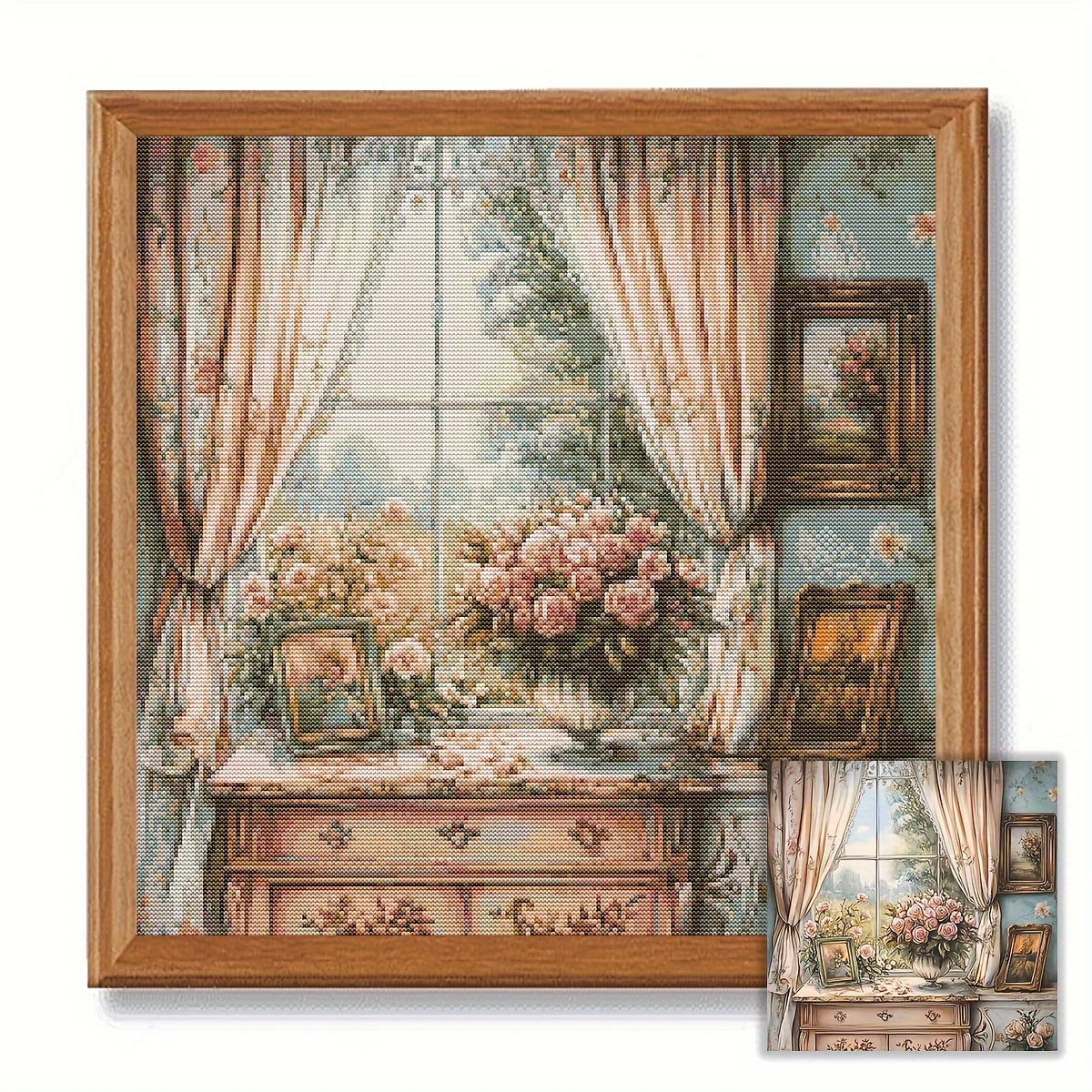 

Scene Diy Stitch Kit, 15.7x15.7 Inch - Complete Craft Set With Patterned Fabric, & Room, Bedroom Decor - Improvement Gift