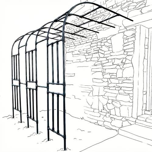 halbseitiges -gartenspalier, wandspalier aus metall für kletterpflanzen, außen-pergola für ranken, rosen, gurkenstütze, großes schwarzes garten -dekor
