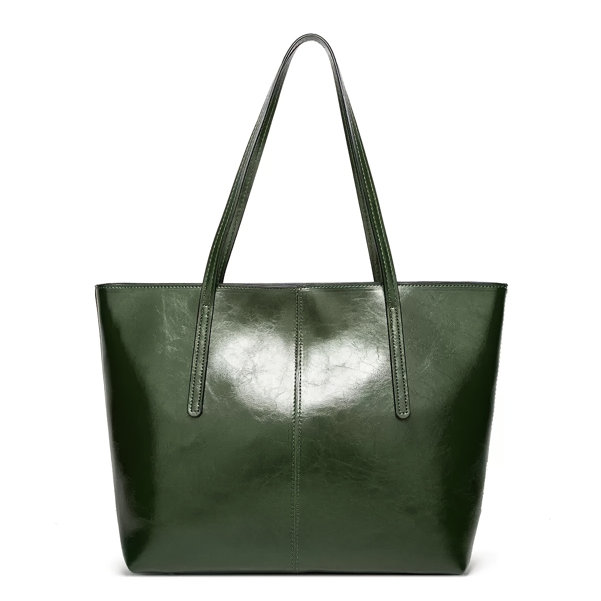 TEMU High-quality Oil-based Tote Bag, Featuring A Double-compartment Design With An Inner Zippered Pocket, Large Capacity, Or Over The Shoulder, An