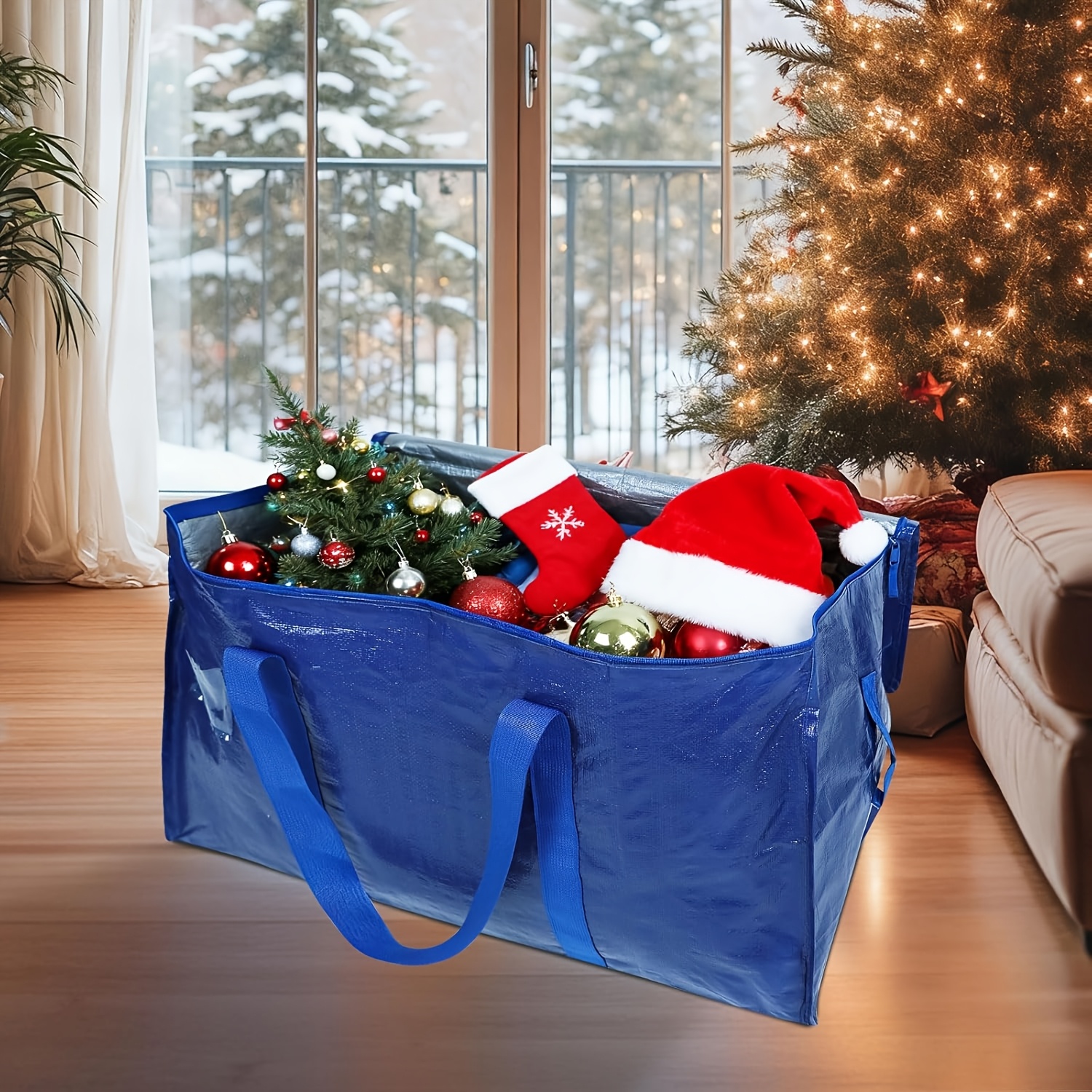 TEMU Blue 19.28-gallon Large-capacity Moving Bag With A Reinforced Bottom And A Zipper Closure. Ideal For Packing, Storage, Travel, And Office