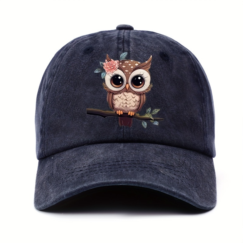 

Adjustable Owl Print Baseball Cap - Breathable Cotton, Sun Protection, Casual Fashion Hat For Women - Available In Multiple Colors