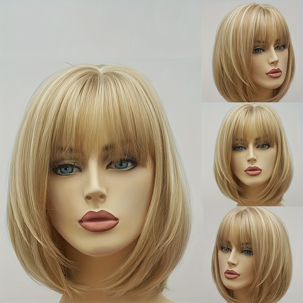 

Women's Bob Wig , , - , Straight, Net Cap, 120% Density, Synthetic Hairpiece, No , Headpiece