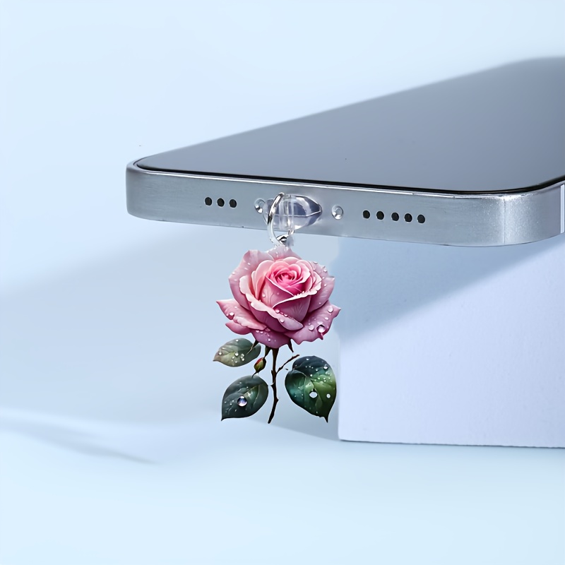 

Elegant Flower Plug, Acrylic () Dust Cap, For Iphone And Type-c Devices