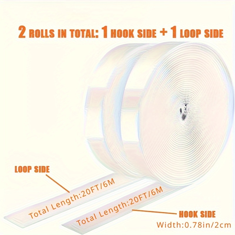 Image of 2pcs/set Heavy Duty 30ft Tape Roll - Self Adhesive Strips For Home, Office, School, Car And Crafting Organization - Nylon Fastener With Sticky Back