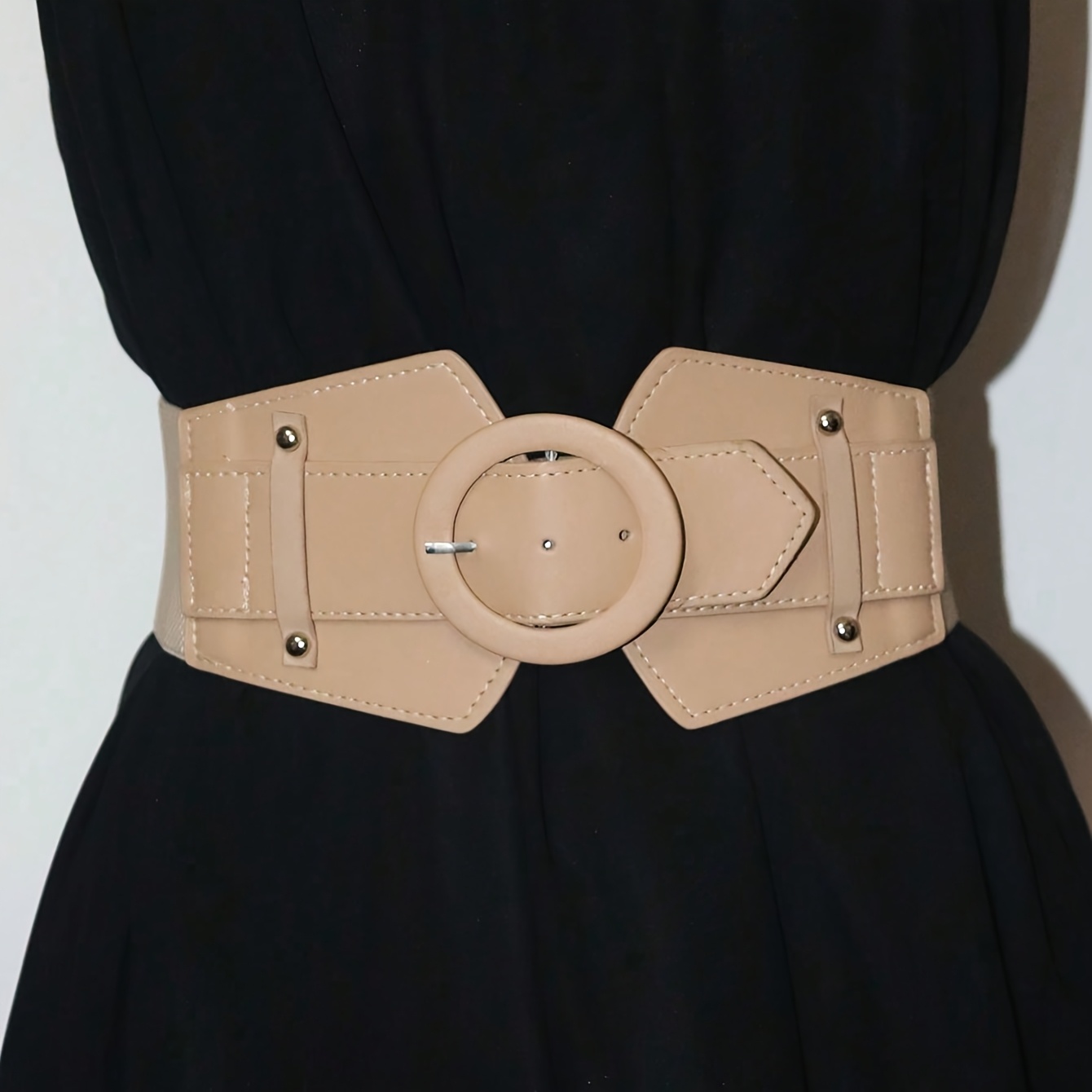 

With Needle Decoration For Women, Retro Wide Belt With Skirt, Simple And Waistband For Women