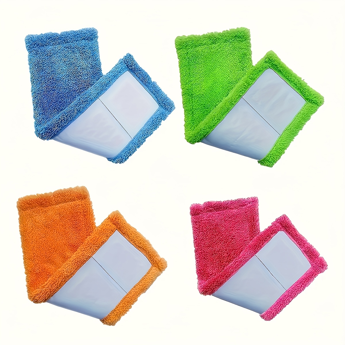 TEMU 4 Coral Fleece Mop Heads - High Absorbency And Durable Pads Compatible With Standard Mop Handles For Home Cleaning. Multiple Packaging Suitable