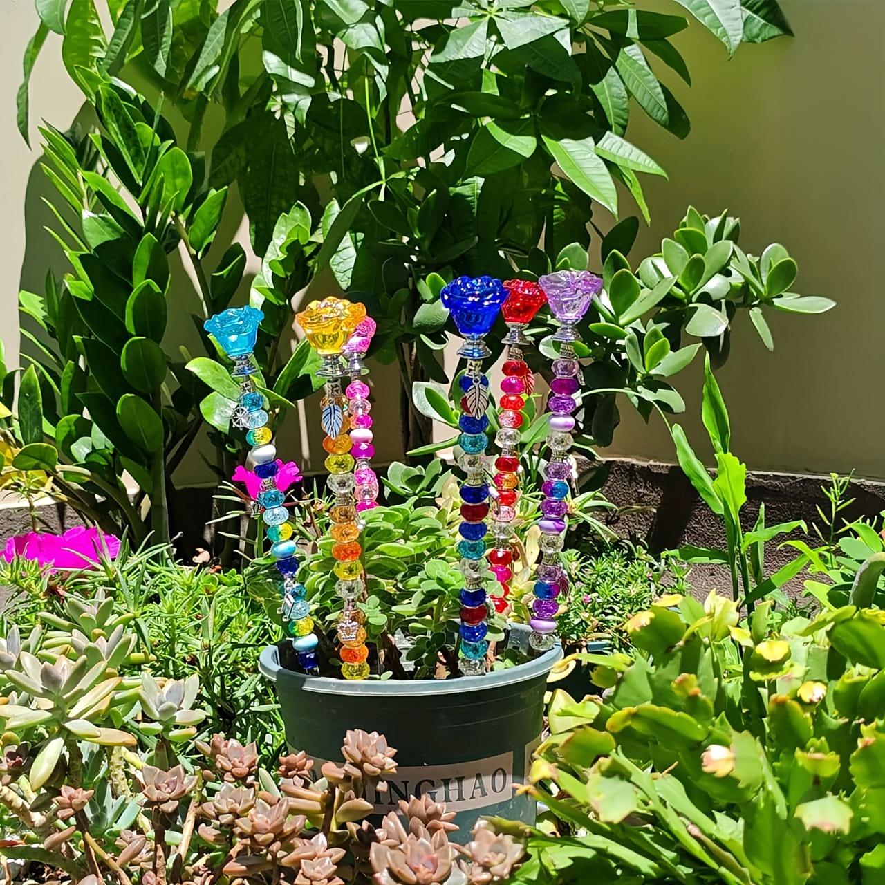 Kit Bacchette Da Giardino Fai Da Te Con Perline Colorate - 200 Pezzi Per Decorazioni Esterni - 6