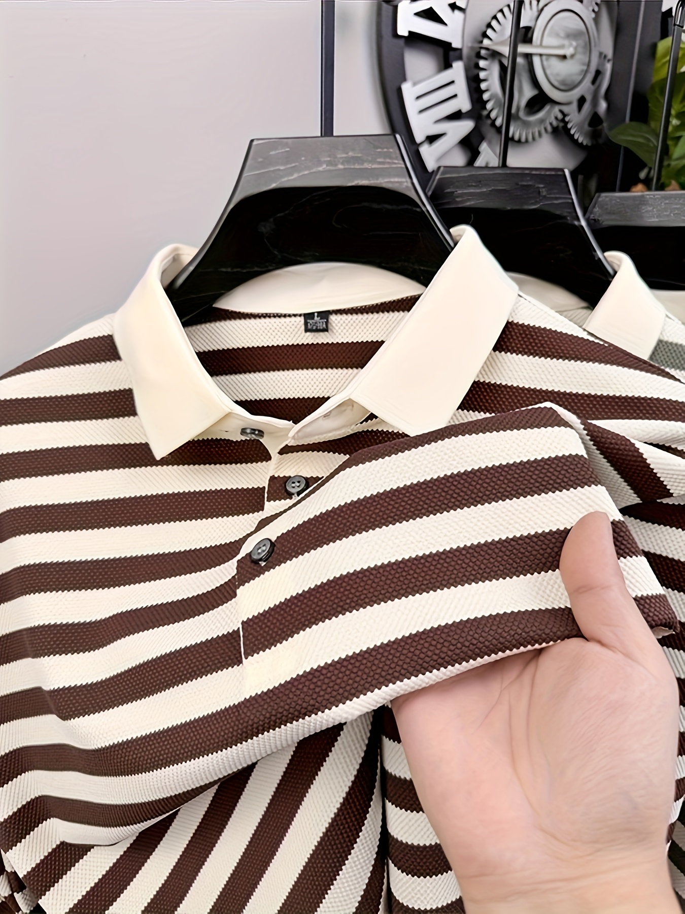 *'s Black White Striped Shirt Business Casual Golf Office Wear,  Breathable Regular Fit Button-Up with Classic Collar Versatile Top