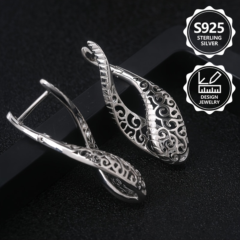 TEMU 925 Sterling Classic Fashion Hoop Earrings, Simple, Elegant, Exquisite , Exquisite Ladies Earrings, Perfect For , A Souvenir Gift For Yourself ,