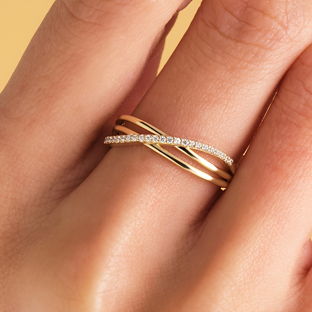 Elegant Temperament Multi-Layer Wrapped Synthetic Zirconia Ring