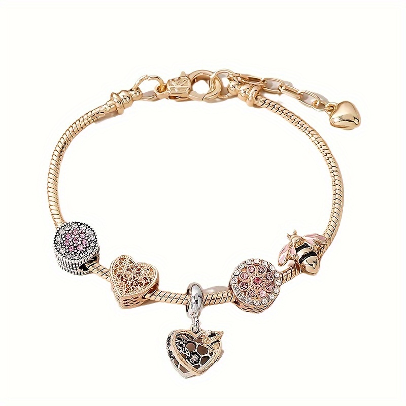 1pc alloy exquisite golden bracelet diy color preserving plating fashionable   charm bracelet valentines day gift jewelry accessories details 0