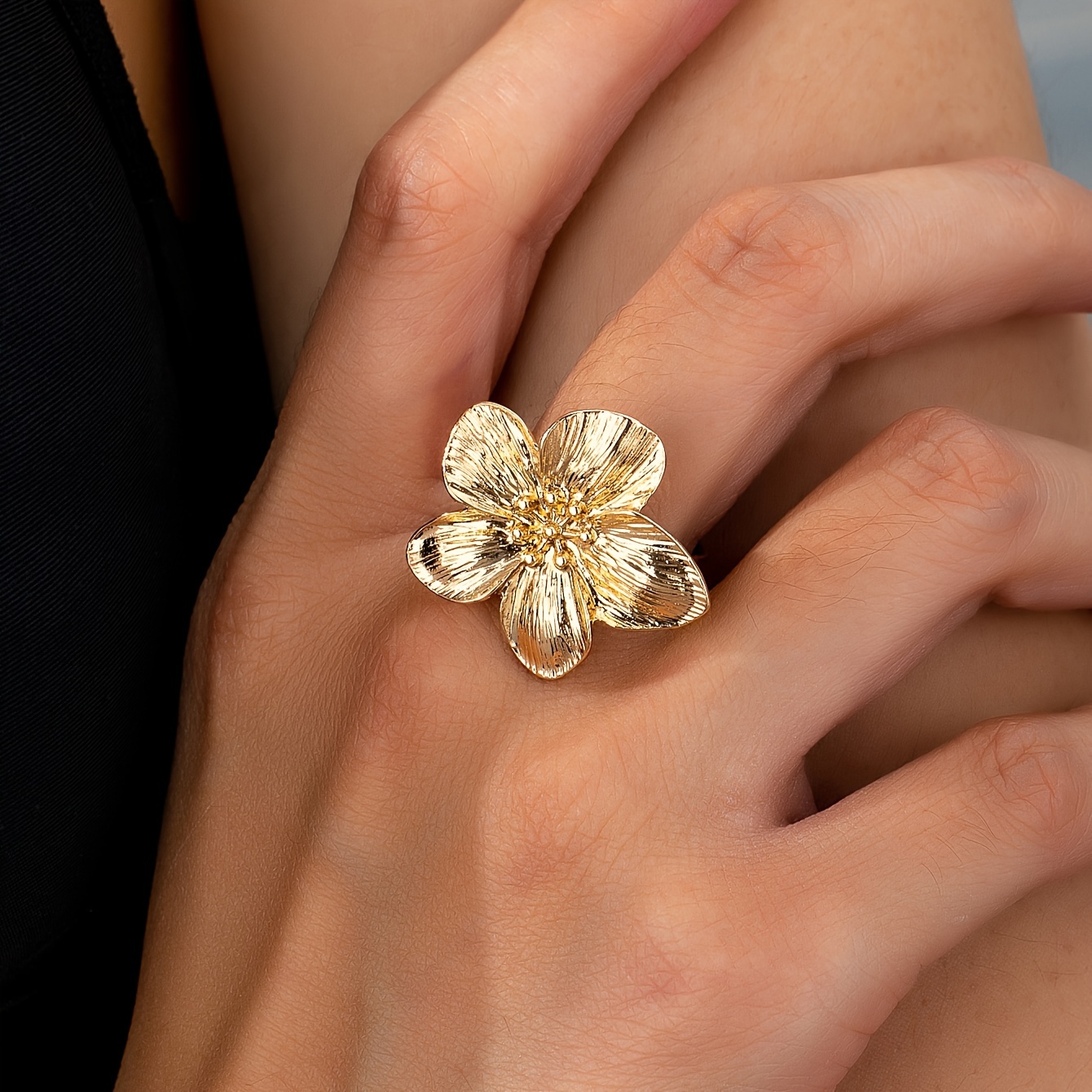 טבעת פתוחה אחת לאישה, טבעת פשוטה בצורת פרח, טבעת יום ולג נשפת פתוחה