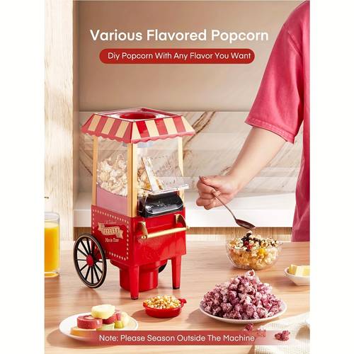 popcorn maker 1400 hot air popcorn machine healthy easy to clean use best popper for movie kids birthday party favorites red