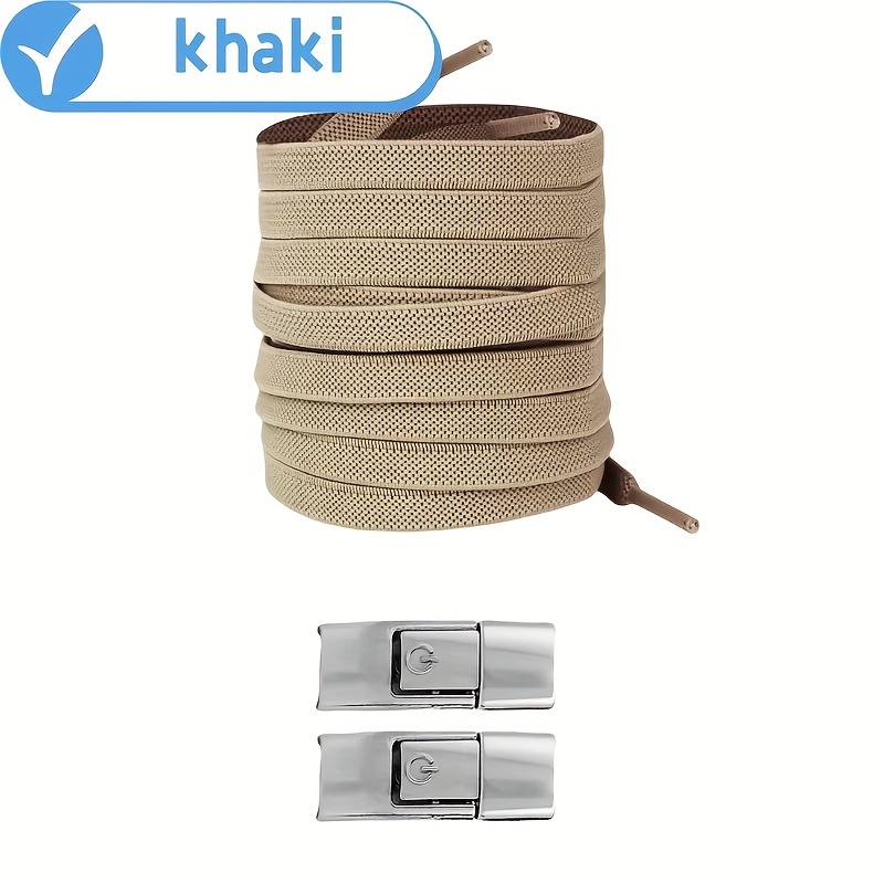 1 Pair Easy-Install Elastic Flat Shoelaces with Metal Buckles - No-Tie, Lightweight & Durable Polyester Blend - Ideal for Sneakers, Hiking & Casual Shoes - Handwashable, Shoe Accessories