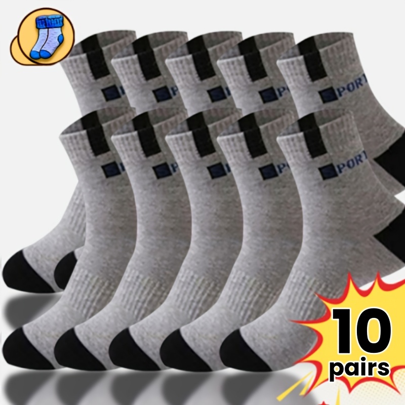 TEMU 10pairs Men And Women Sports Socks Comfortable And Breathable Daily Casual Socks Elastic Socks