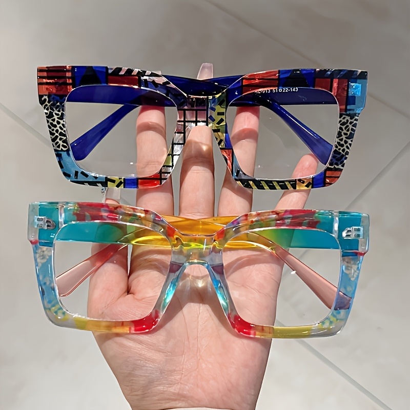 1 PC Acrylic Casual Large Square Frame Eyewear For Y2K Accessori y2k fashion oversized square frame glasses full rim pc  main image 3