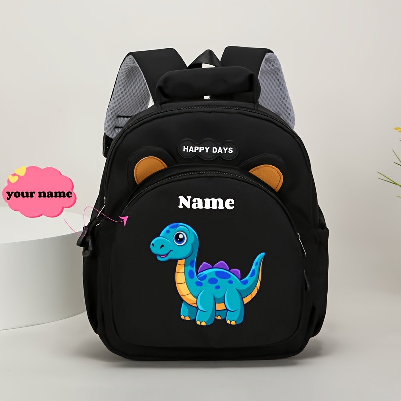 TEMU 【women's Backpacks】custom Name/text Dinosaur Backpack With Personalized - Cute 3 Ears & Print, Soft- Nylon Bookbag For & (name/message