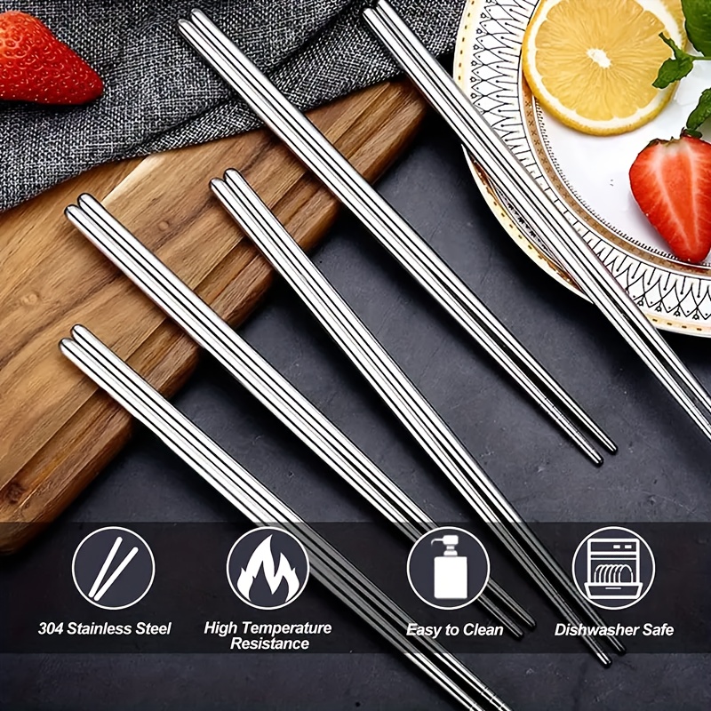 1/5 paar edelstahl rutsch sushi stäbchen metall japanisch