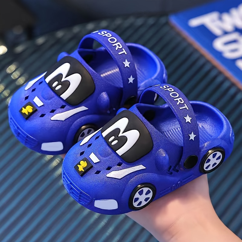 

Trendy Cute Car Design Slip On Sandals For Boys, Breathable Non-slip Clogs For Indoor Outdoor Beach