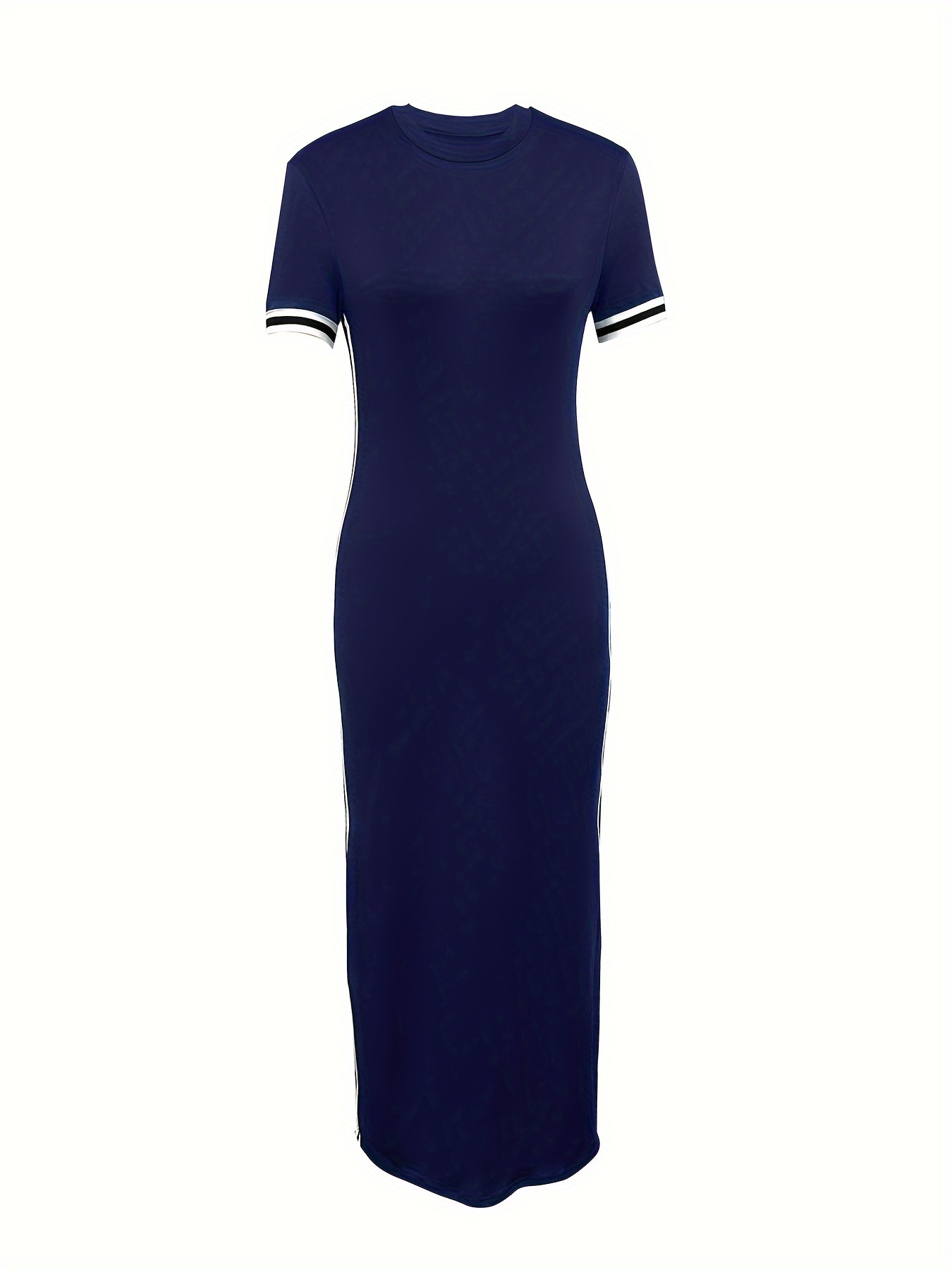 elegant navy blue bodycon dress side short sleeve round Temu Georgia